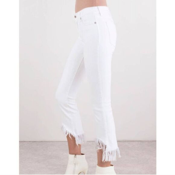 PISTOLA Tallis White Mid Rise Frayed Denim Jeans - Picture 3 of 11